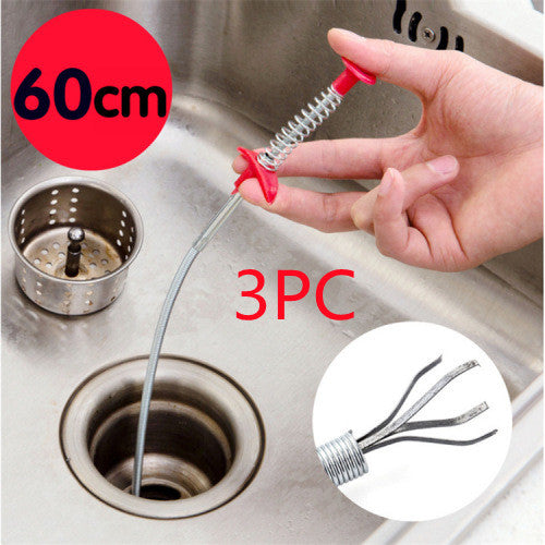 Drain Clog Remover Tool 60CM 90CM 160CM – Flexible Sewer Dredger Spring for Sink & Hair Cleaning