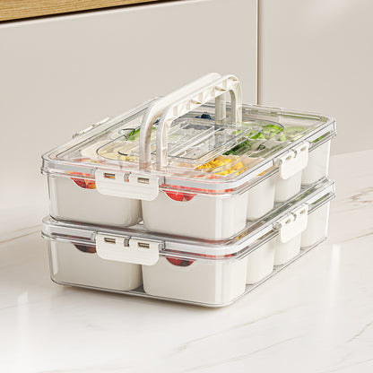 8 Grid Snack Serving Tray with Lid – Divided Food Storage Container for Fruits, Snacks & Refrigerator Organizer
