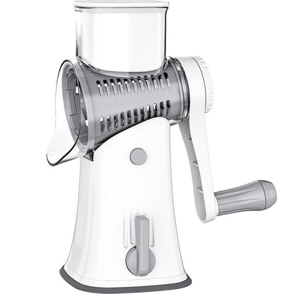 5-in-1 Rotary Vegetable Cutter – Hand Crank Cheese Grater, Potato Slicer, Vegetable Chopper with Interchangeable Blades & Strong Suction Base