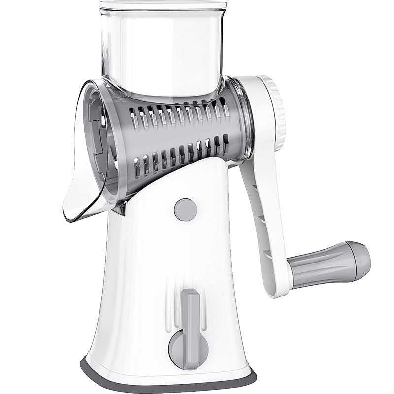 5-in-1 Rotary Vegetable Cutter – Hand Crank Cheese Grater, Potato Slicer, Vegetable Chopper with Interchangeable Blades & Strong Suction Base