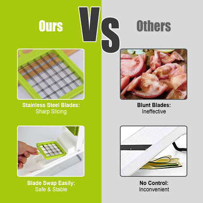 12-in-1 Vegetable Chopper & Slicer with Container – Multifunction Food Dicer, Grater, Peeler & Kitchen Cutter Tool