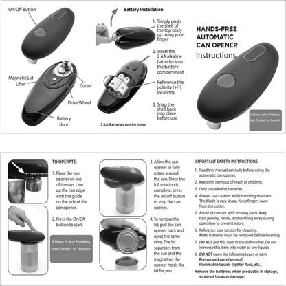 Electric Can Opener One Touch Automatic Jar & Bottle Opener Hands Free Kitchen Tool