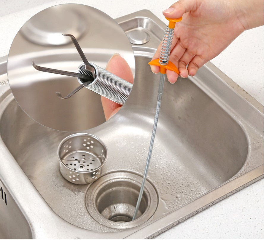 Drain Clog Remover Tool 60CM 90CM 160CM – Flexible Sewer Dredger Spring for Sink & Hair Cleaning