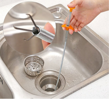 Drain Clog Remover Tool 60CM 90CM 160CM – Flexible Sewer Dredger Spring for Sink & Hair Cleaning