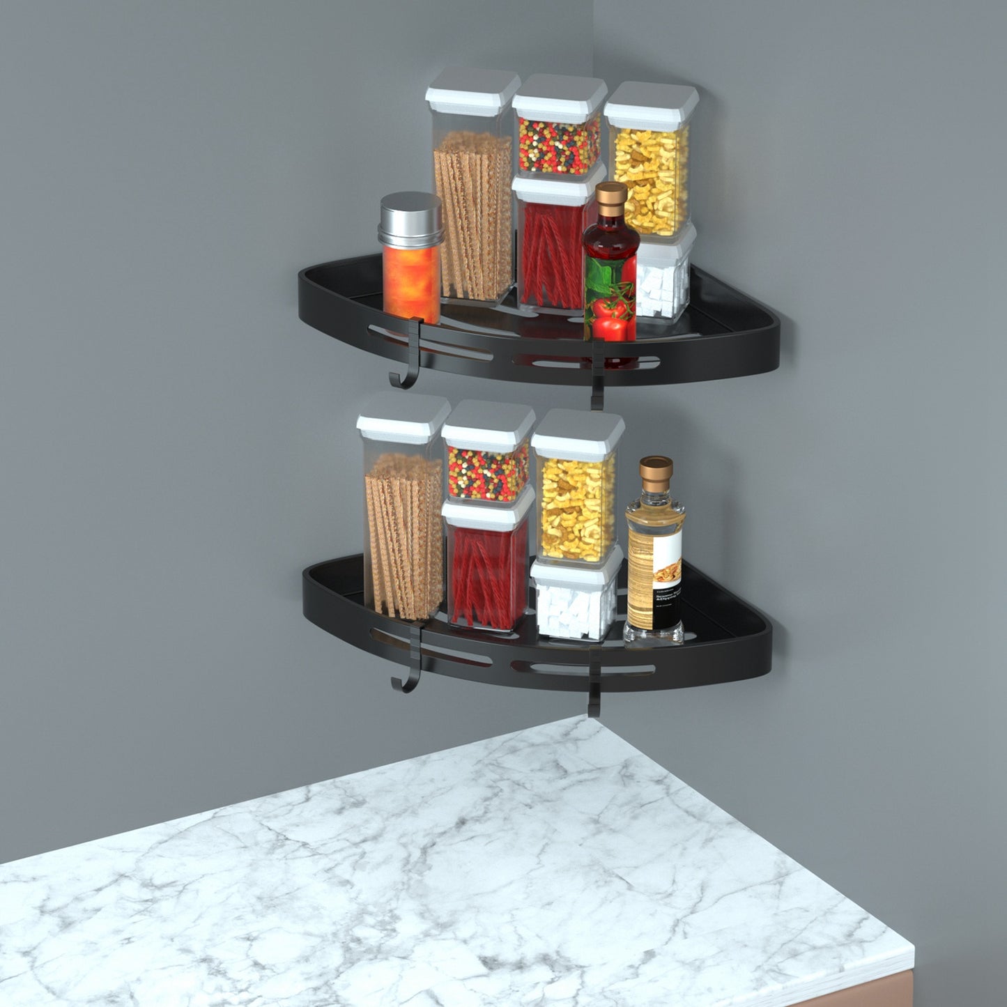 2-Pack Corner Shower Caddy Shelf – Adhesive Wall Mounted Aluminum Bathroom Storage Rack, Rustproof Organizer for Shower, Toilet, Kitchen & Dorm
