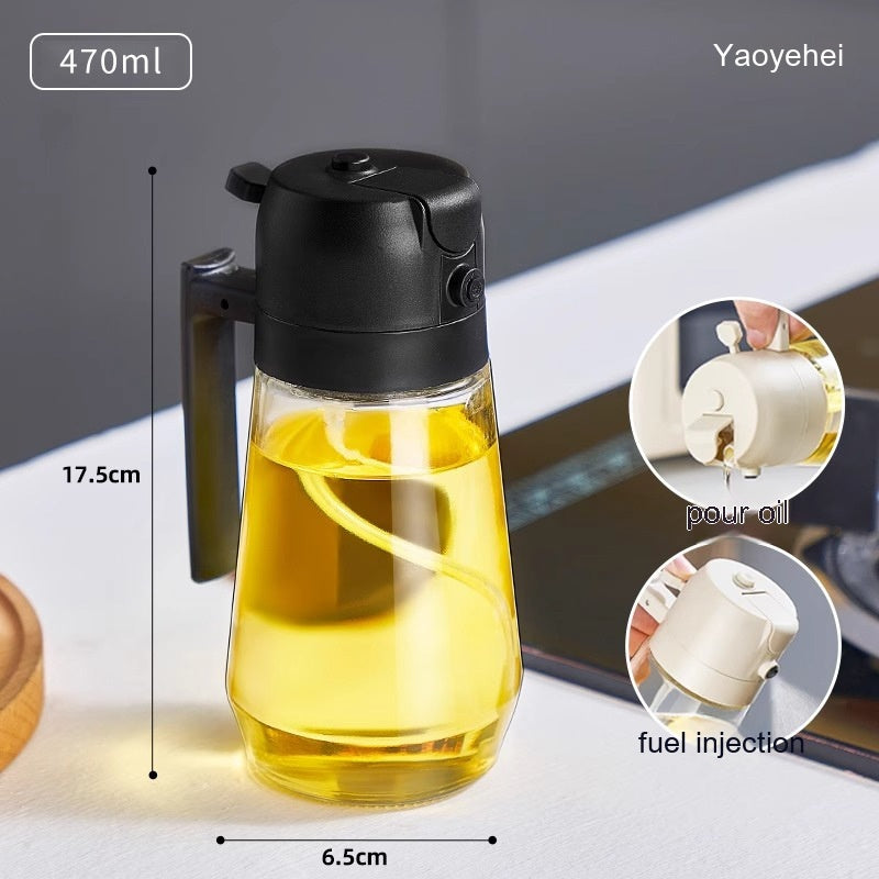 2-in-1 Olive Oil Sprayer & Dispenser 470ML – Glass Oil Spray Bottle for Cooking, BBQ, Air Fryer & Kitchen Use