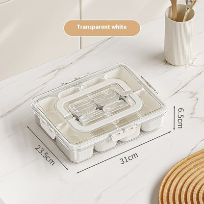 8 Grid Snack Serving Tray with Lid – Divided Food Storage Container for Fruits, Snacks & Refrigerator Organizer
