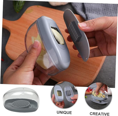 2-in-1 Garlic Press & Slicer – Manual Garlic Crusher, Ginger Mincer & Vegetable Cutter Kitchen Tool