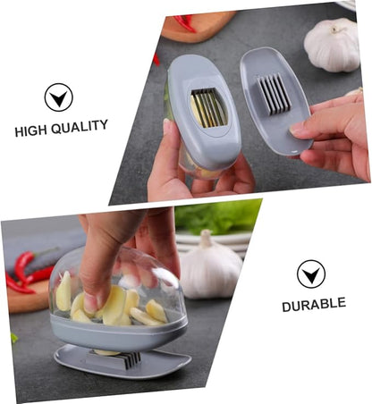 2-in-1 Garlic Press & Slicer – Manual Garlic Crusher, Ginger Mincer & Vegetable Cutter Kitchen Tool