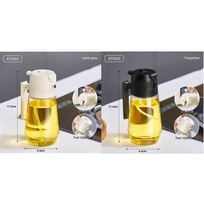 2-in-1 Olive Oil Sprayer & Dispenser 470ML – Glass Oil Spray Bottle for Cooking, BBQ, Air Fryer & Kitchen Use