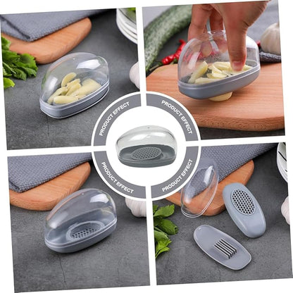 2-in-1 Garlic Press & Slicer – Manual Garlic Crusher, Ginger Mincer & Vegetable Cutter Kitchen Tool