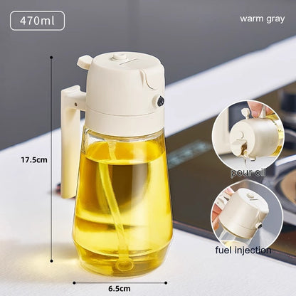 2-in-1 Olive Oil Sprayer & Dispenser 470ML – Glass Oil Spray Bottle for Cooking, BBQ, Air Fryer & Kitchen Use