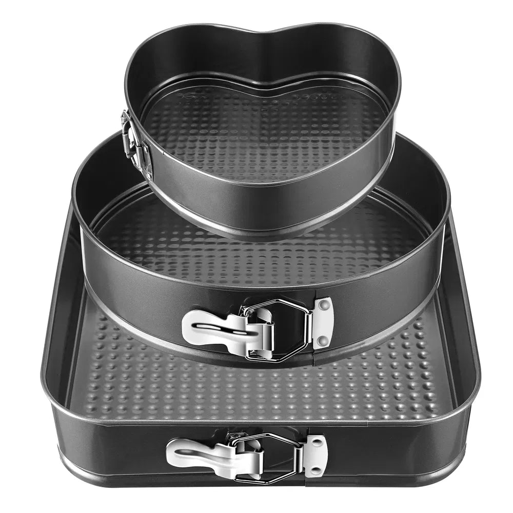 Springform Cake Pan Set 3pcs (9, 10, 11 Inch) – Non-Stick Leakproof Baking Pans with Removable Bottom, Cheesecake & Cake Bakeware