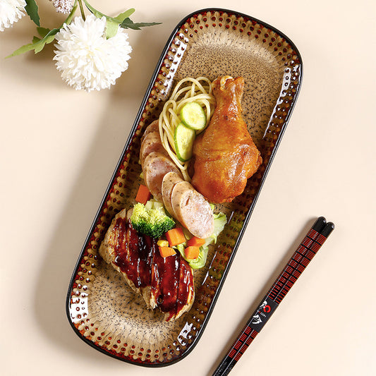Vintage Ceramic Serving Tray – Rectangular Porcelain Plate for Food Serving, Dessert & Table Decor