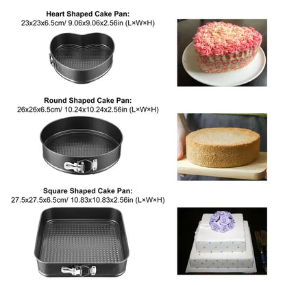 Springform Cake Pan Set 3pcs (9, 10, 11 Inch) – Non-Stick Leakproof Baking Pans with Removable Bottom, Cheesecake & Cake Bakeware