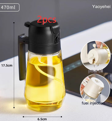 2-in-1 Olive Oil Sprayer & Dispenser 470ML – Glass Oil Spray Bottle for Cooking, BBQ, Air Fryer & Kitchen Use