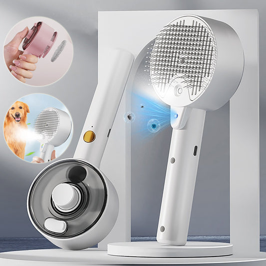 Self Cleaning Steam Pet Hair Remover Brush for Dogs & Cats | Grooming Deshedding Comb for Removing Loose Fur & Pet Hair Cleaning Tool