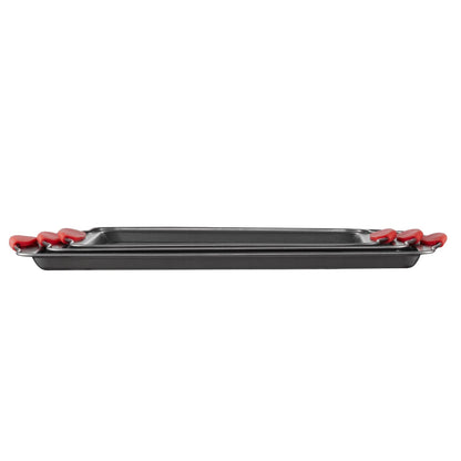 3-Piece Nonstick Baking Pan Set Carbon Steel Bakeware | Silicone Handle Cake Molds | Durable Oven Baking Trays for Cakes, Pizza & Desserts